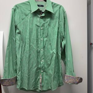 Stone Rose Green Striped Men's Shirt